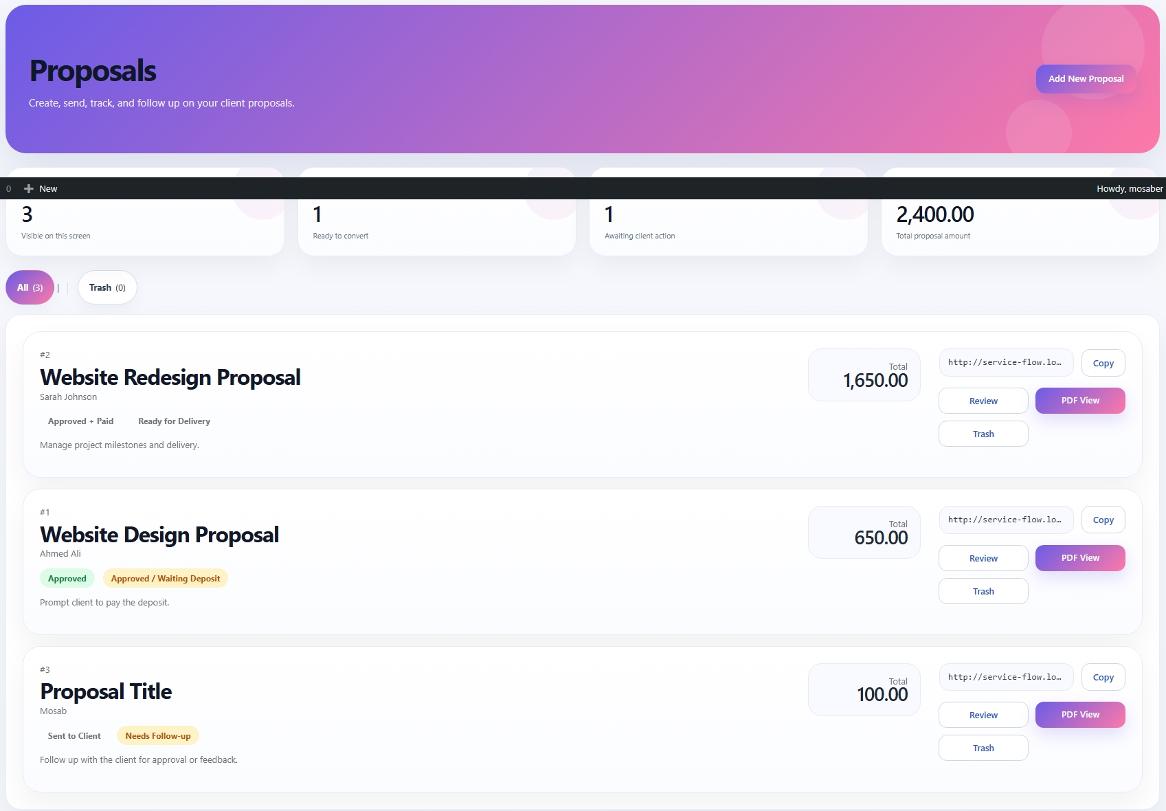 Proposals Page